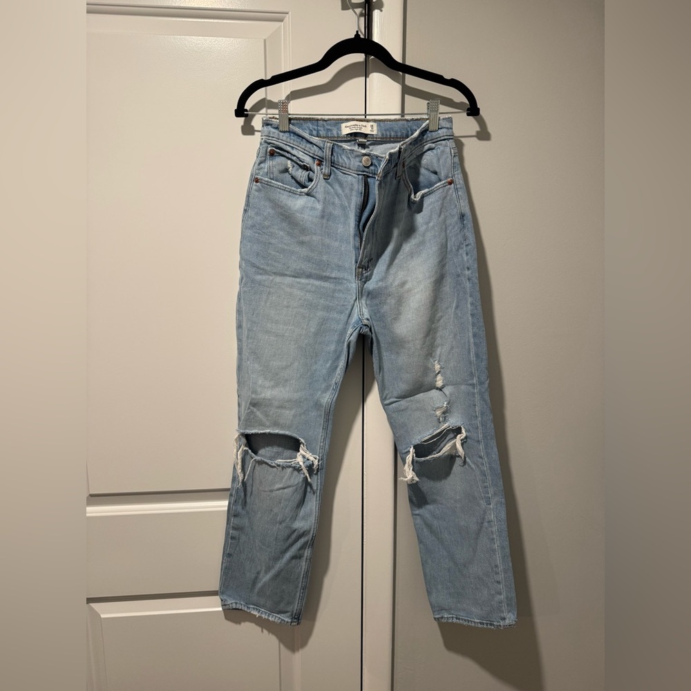 Abercrombie & Fitch Light Blue Ankle Straight Jeans